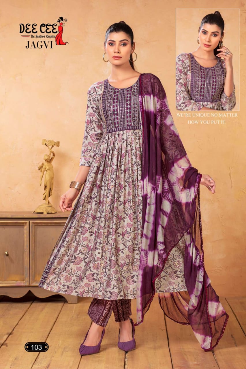 Jagvi By Deecee Heavy Chanderi Print Kurti With Bottom Dupatta